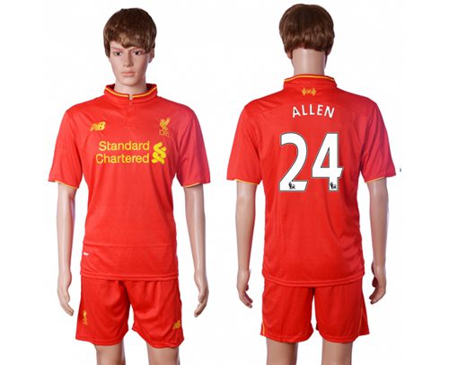 Liverpool #24 Allen Red Home Soccer Club Jersey - Click Image to Close